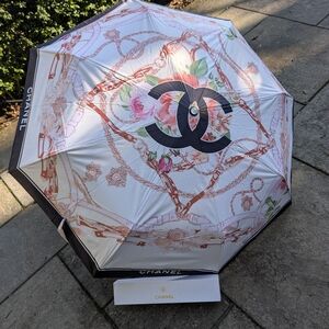 Chanel Floral Umbrella with Logo